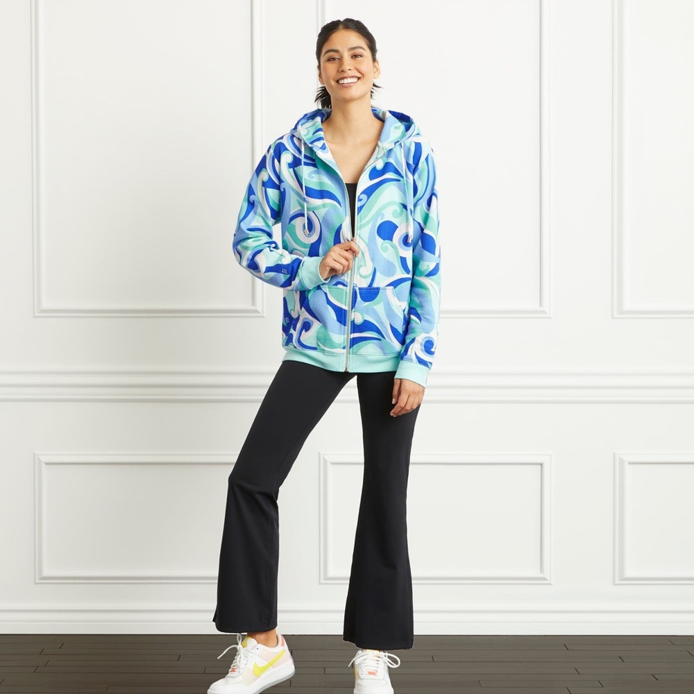 Hill House The Allie Zip-Up in Ocean Kaleidoscope Small